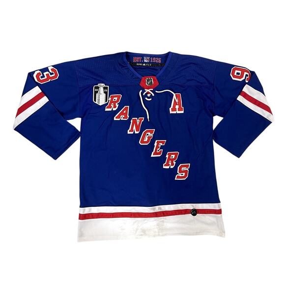 Authentic Adidas New York Rangers Mika Zibanejad Jersey Sz 52 Stanley Cup Patch